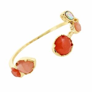 NWT Olivia Welles 14K Gold Plated Mixed Coral Stone Cuff Bracelet